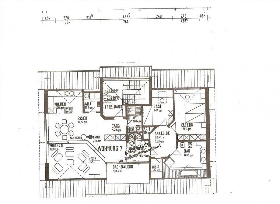 Grundriss unterer Bereich Maisonettewohnung L�tzelbach