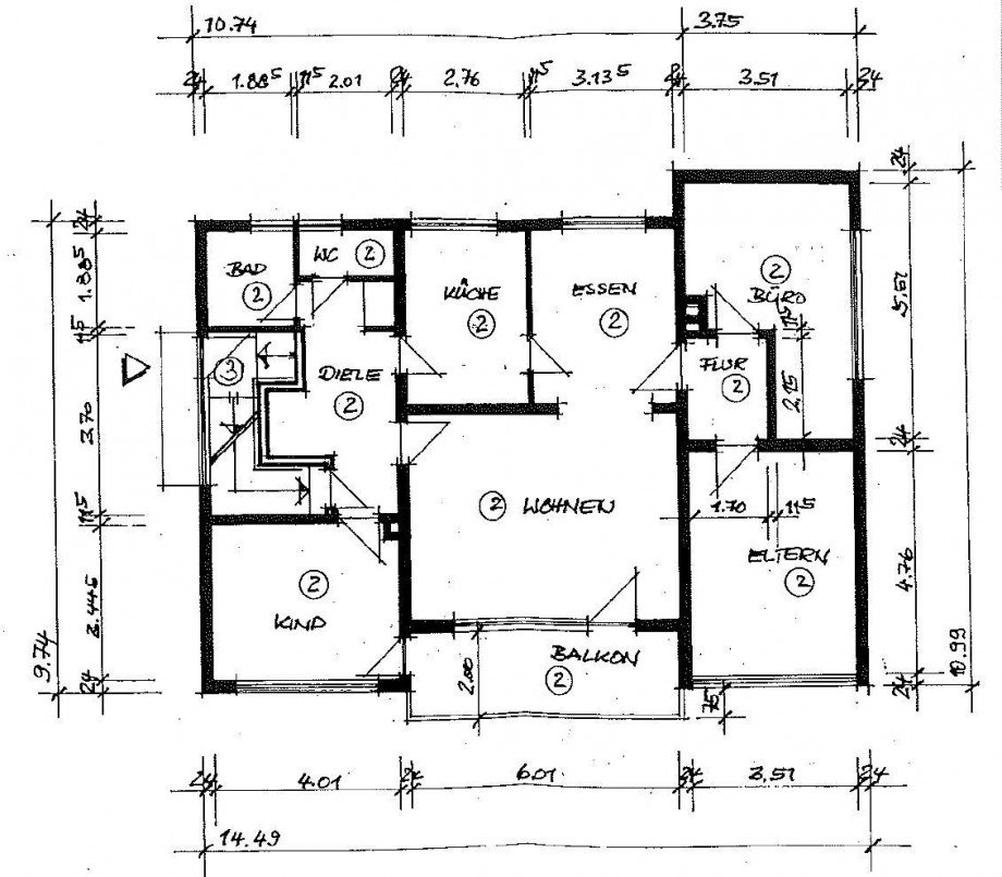 Grundriss EG Zweifamilienhaus L�tzelbach