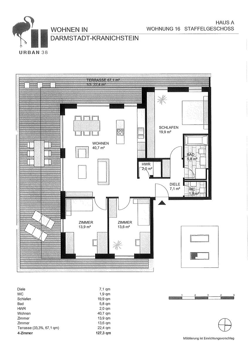 Grundriss der Wohnung Penthousewohnung Darmstadt
