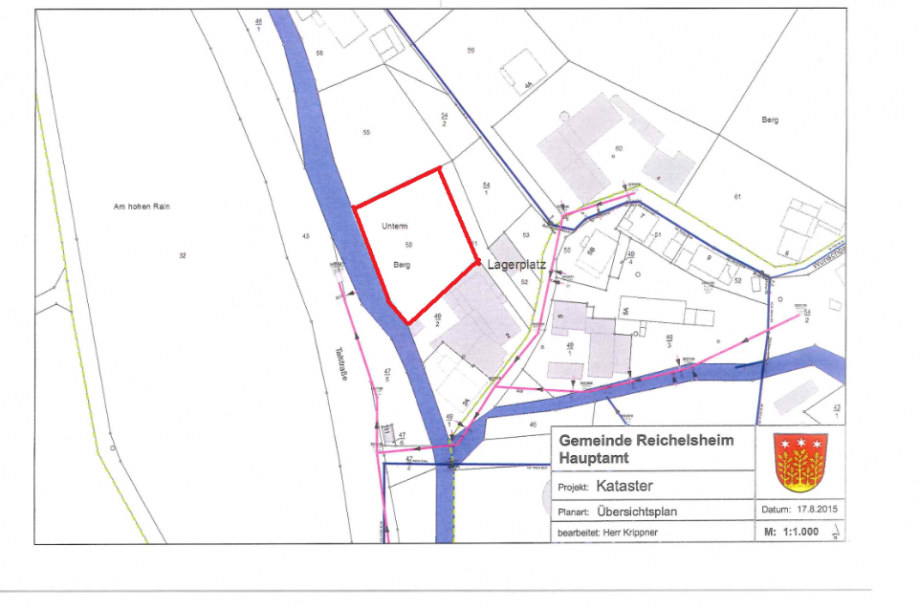 Lageplan Wohngrundst�ck Reichelsheim/Ober-Kainsbach