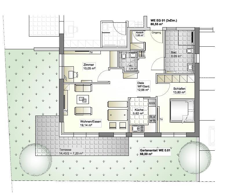Grundriss Terrassenwohnung Fischbachtal| Niedernhausen