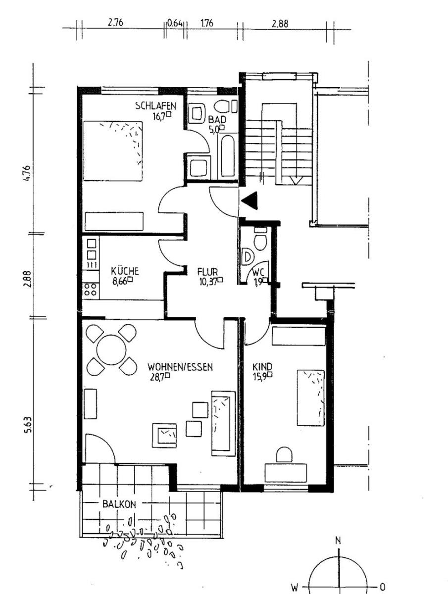 Grundriss Obergeschoss Etagenwohnung Alsbach-H�hnlein