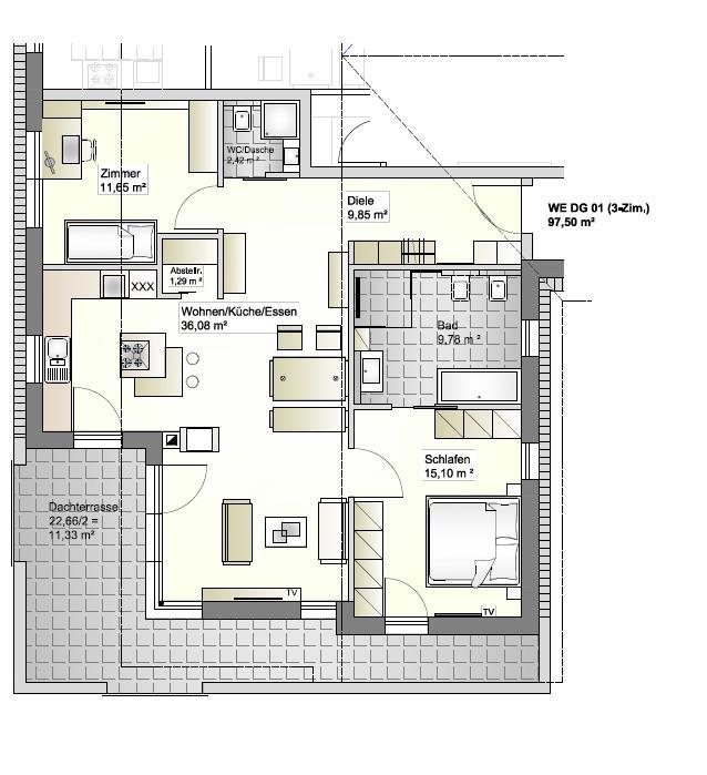 Grundriss Dachgeschosswohnung Fischbachtal| Niedernhausen