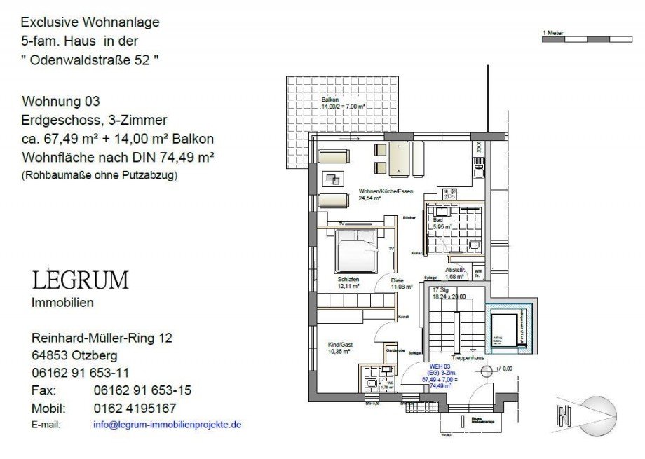 Erdgeschoss mit Balkon Etagenwohnung Otzberg