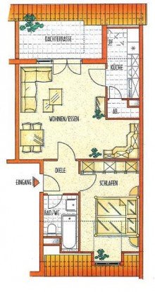 Grundriss Moderne 2-Zimmerwohnung mit Dachloggia im Zentrum von Gro�-Umstadt